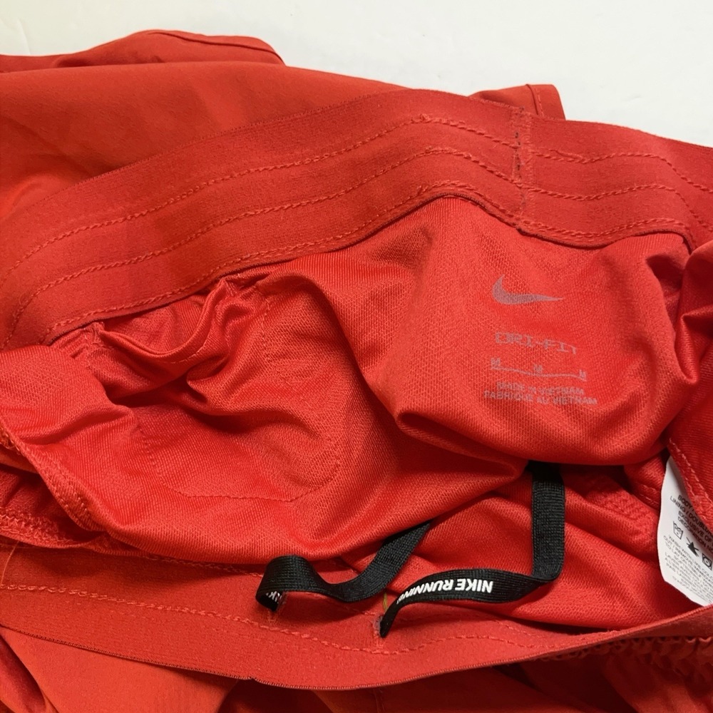 Nike Dri Fit Womens Lined Running Shorts M Red Drawstring 4" Lacrosse Zip Pocket - Picture 8 of 14